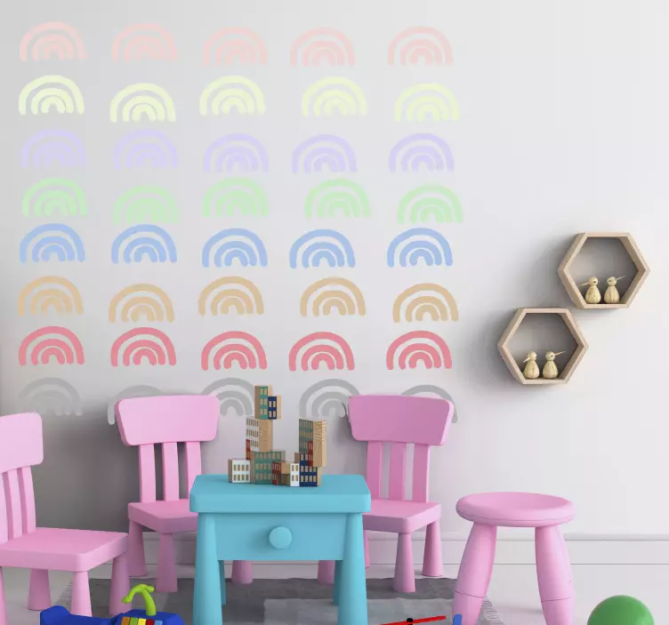 Pastel Rainbow Pattern wall sticker for kids - TenStickers