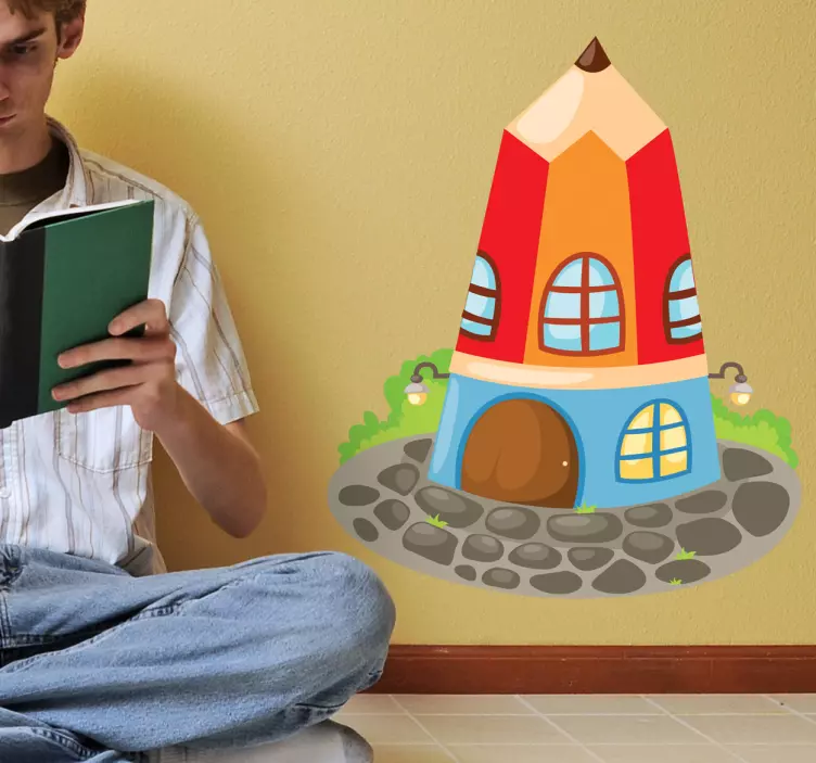 Pencil House Design wall sticker for kids - TenStickers