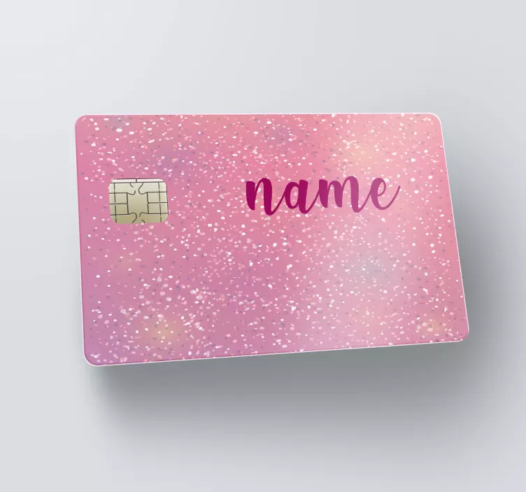 Personalised name pink glitter credit card sticker - TenStickers