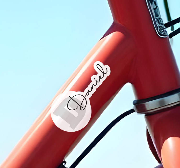 Personalised name with initial bike sticker - TenStickers
