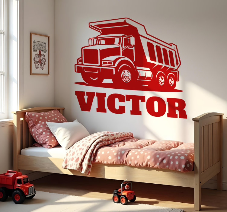 personalized contruction truck toy sticker - TenStickers