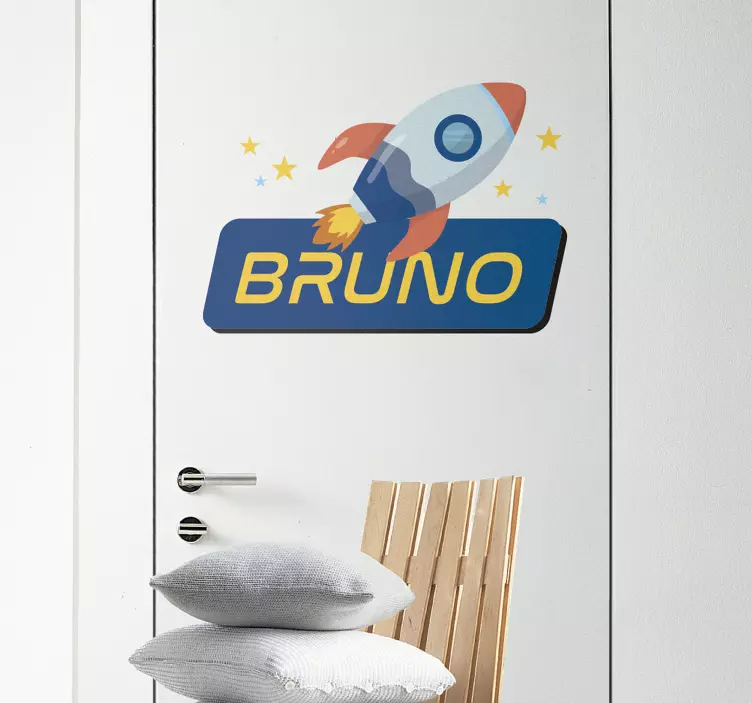 Personalized rocket name door sticker - TenStickers