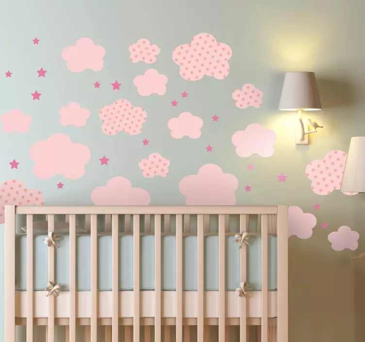 Pink Clouds Kids Stickers - TenStickers