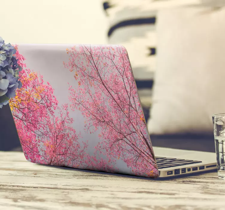 Pink trees laptop vinyl sticker - TenStickers