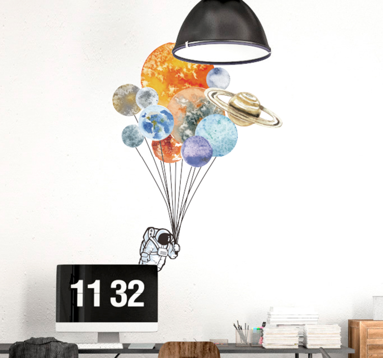 Planetary balloons science space wall sticker - TenStickers