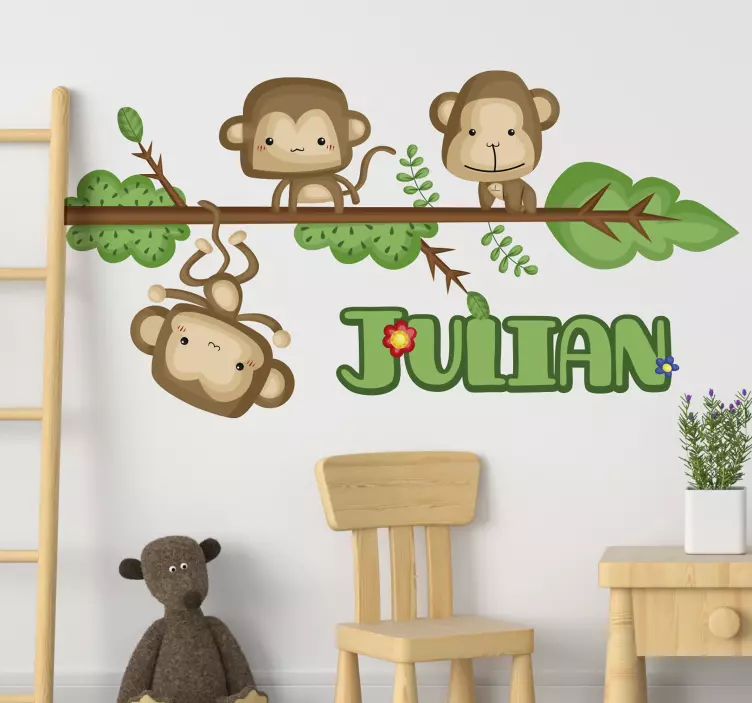 Playful Monkey Family wall sticker for kids - TenStickers