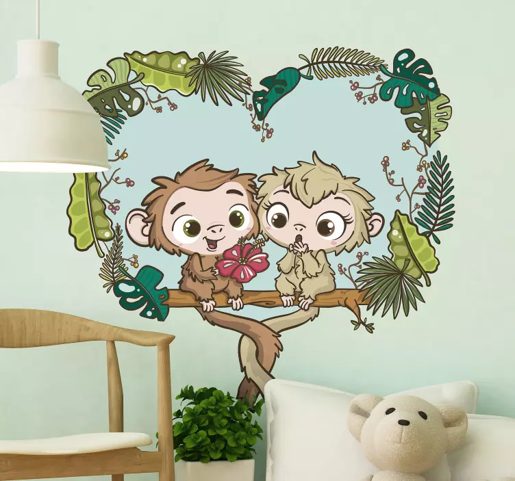 Playful Monkey Friends wall sticker for kids - TenStickers