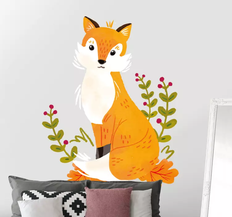 Playful orange fox sticker - TenStickers