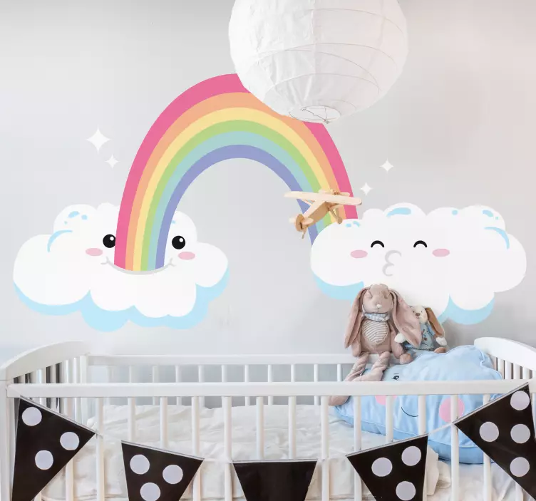 Playful rainbow clouds wall sticker for kids - TenStickers