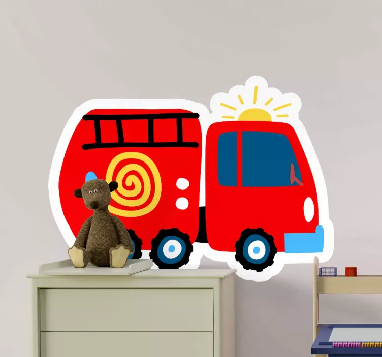 Playful Red Vehicle wall sticker for kids - TenStickers