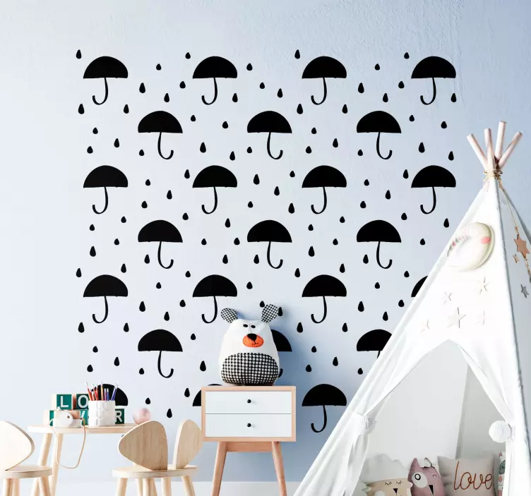 Playful Umbrella Pattern wall sticker for kids - TenStickers