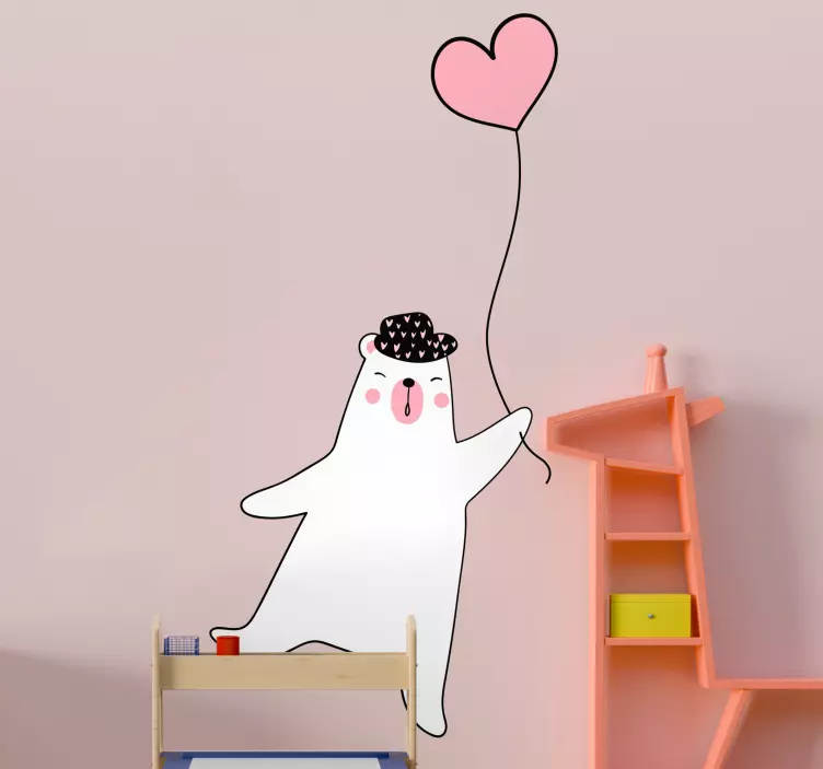 polar bear with balloon wall sticker - TenStickers