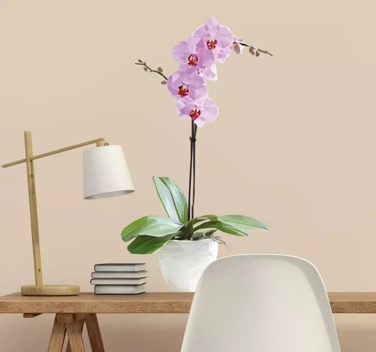 Polygonal Potted Orchid Sticker - TenStickers