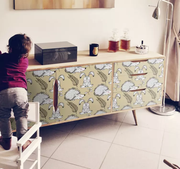 Porcupine and rabbits furniture sticker - TenStickers