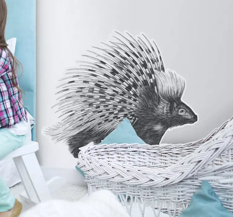 Porcupine Animal Illustration animal wall sticker - TenStickers