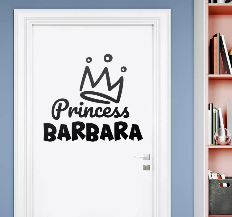 Princess crown with name door sticker - TenStickers