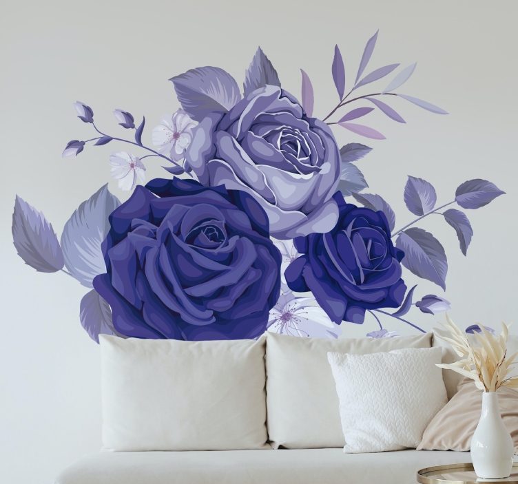 Purple bouquet flowers wall sticker - TenStickers