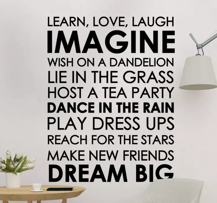 Quote sticker imagine dream big dance rain - TenStickers