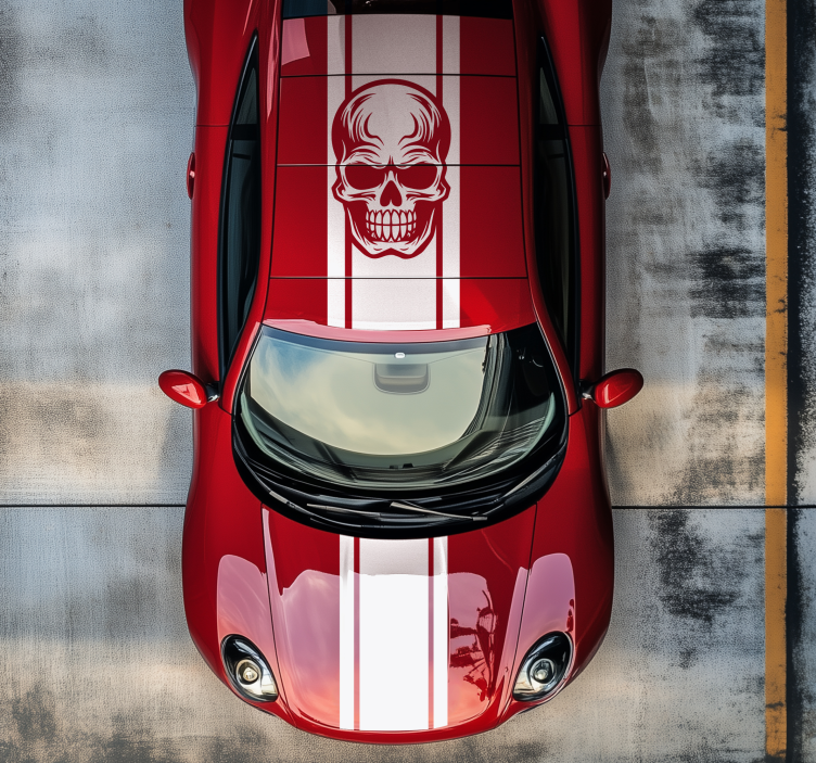 Racing stripe with skull car sticker - TenStickers