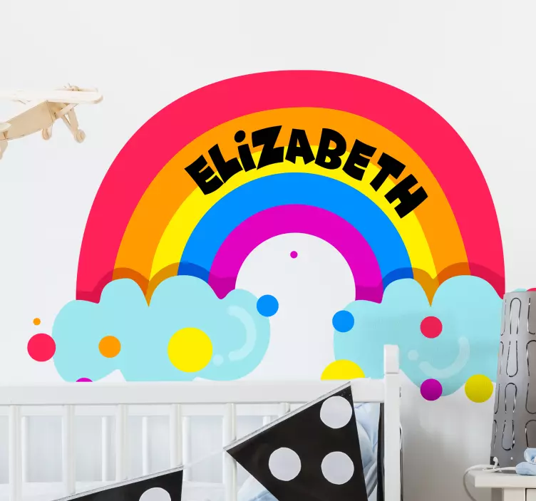 Rainbow custom name wall sticker for kids - TenStickers