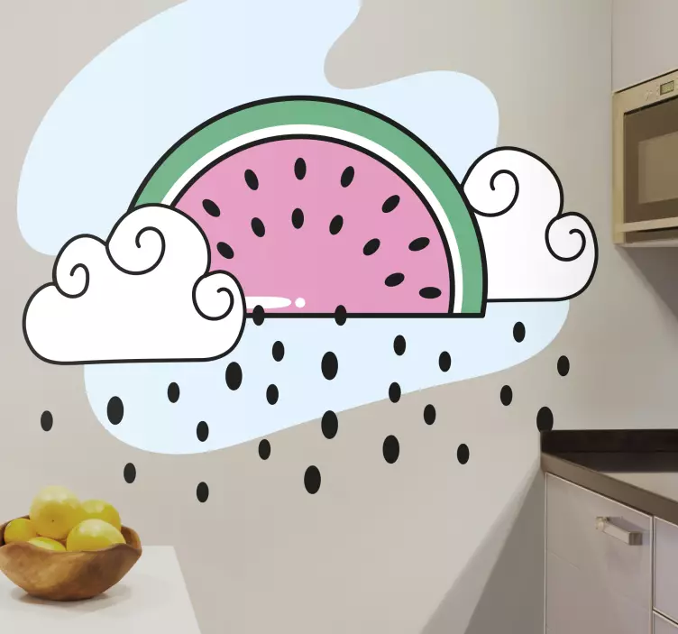 Rainy watermelon food decal - TenStickers
