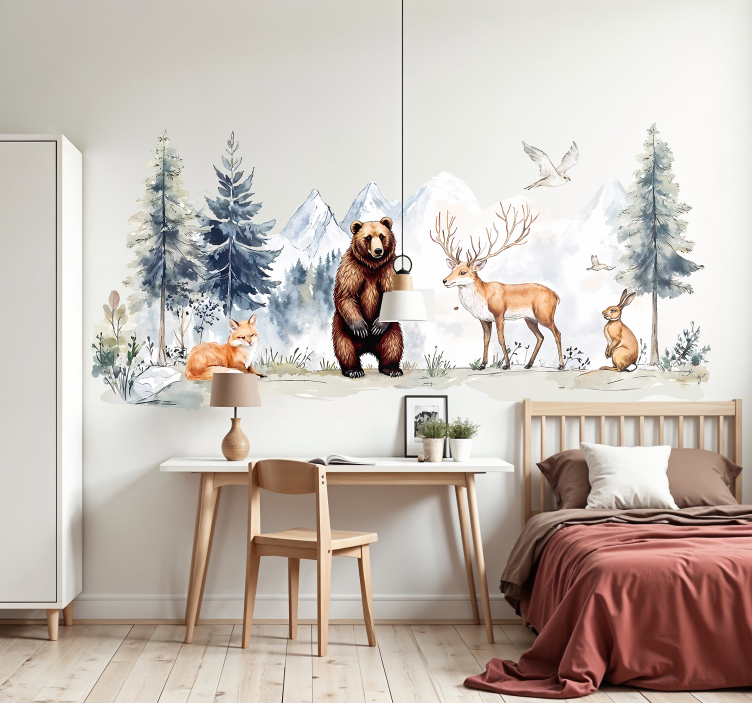 Realistic drawn forest wall decal - TenStickers