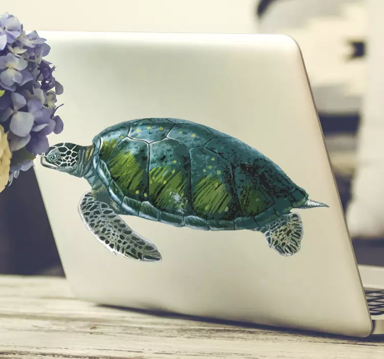 Realistic turtle laptop sticker - TenStickers