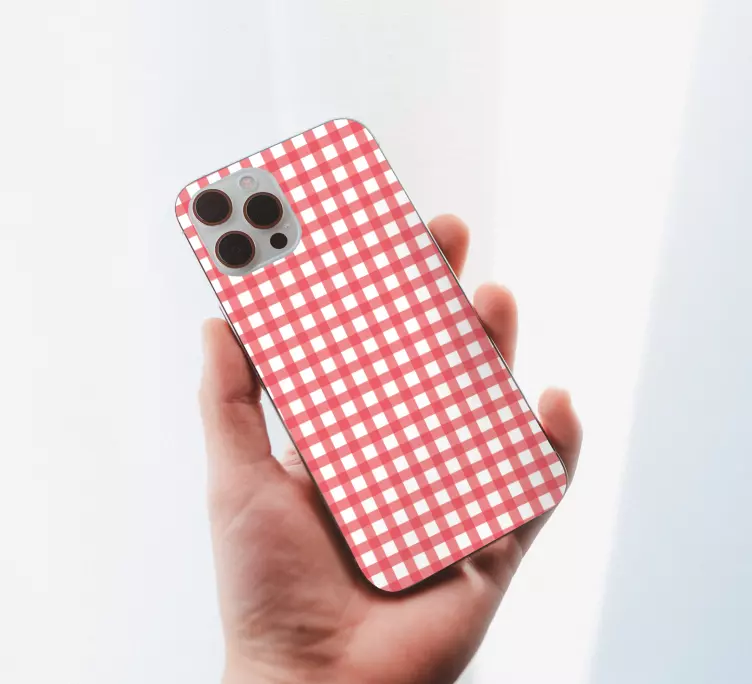 Red checked decoration iPhone decal - TenStickers