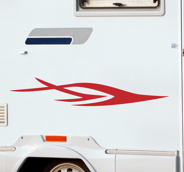 Red flame caravan sticker - TenStickers