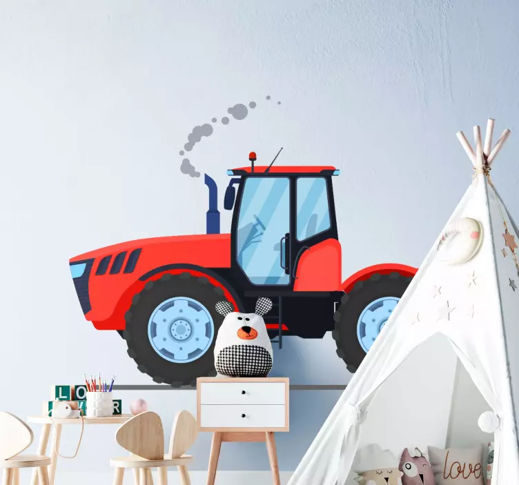 Red new tractor toy sticker - TenStickers