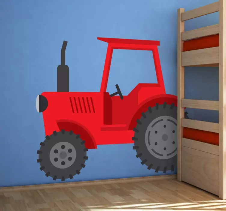 Red toy tractor wall sticker for kids - TenStickers