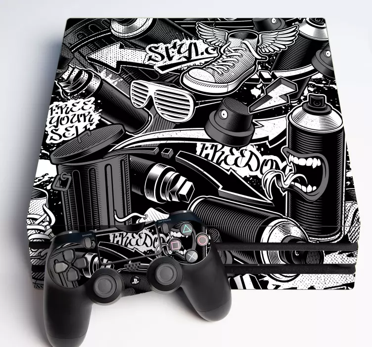 Retro graffiti PS4 stickers - TenStickers