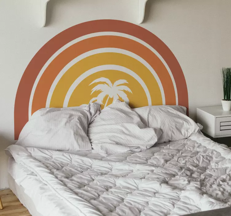 Retro Sunset and Palms bed headboard sticker - TenStickers