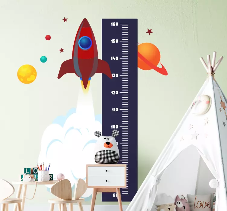 Rocket taking off height chart wall decal - TenStickers