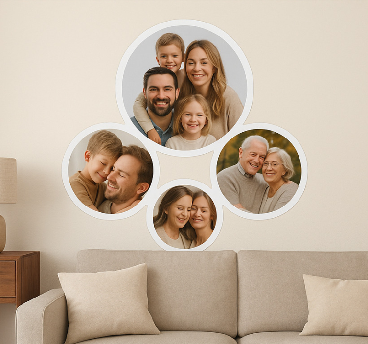 Round custom pictures living room wall sticker - TenStickers