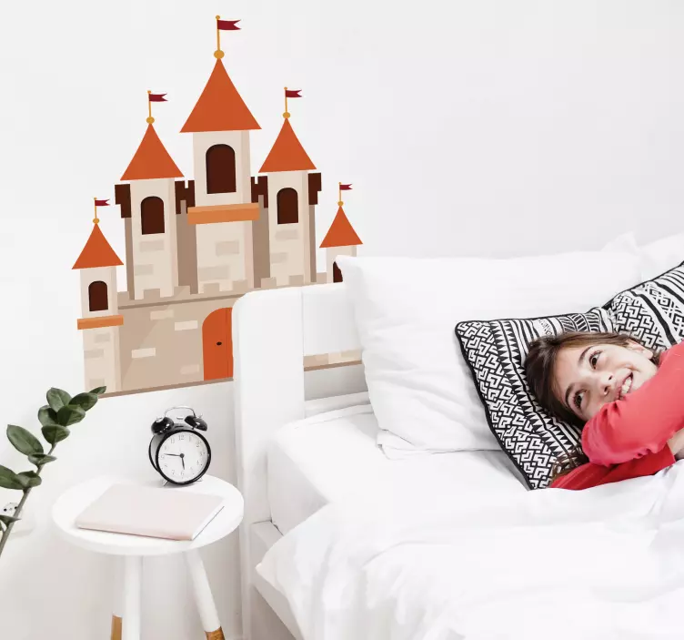 Rustic Castle Sketch Kids Sticker - TenStickers