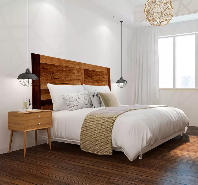 Rustic wood planks texture headboard decal - TenStickers