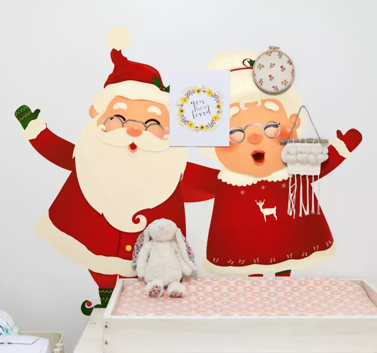 Santa Claus with wife christmas sticker - TenStickers