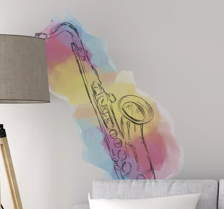 Saxophone Color Splash music sticker - TenStickers