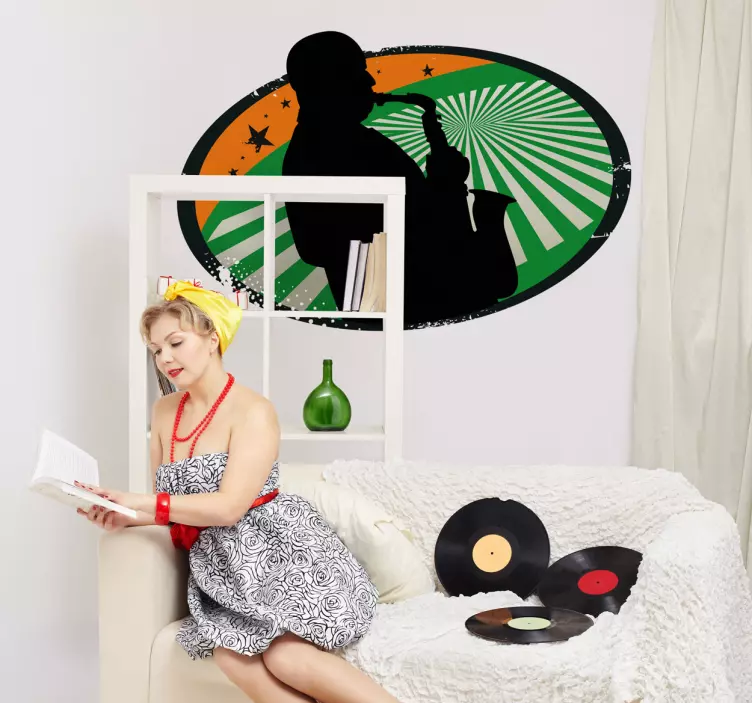 Saxophonist Shadow music sticker - TenStickers