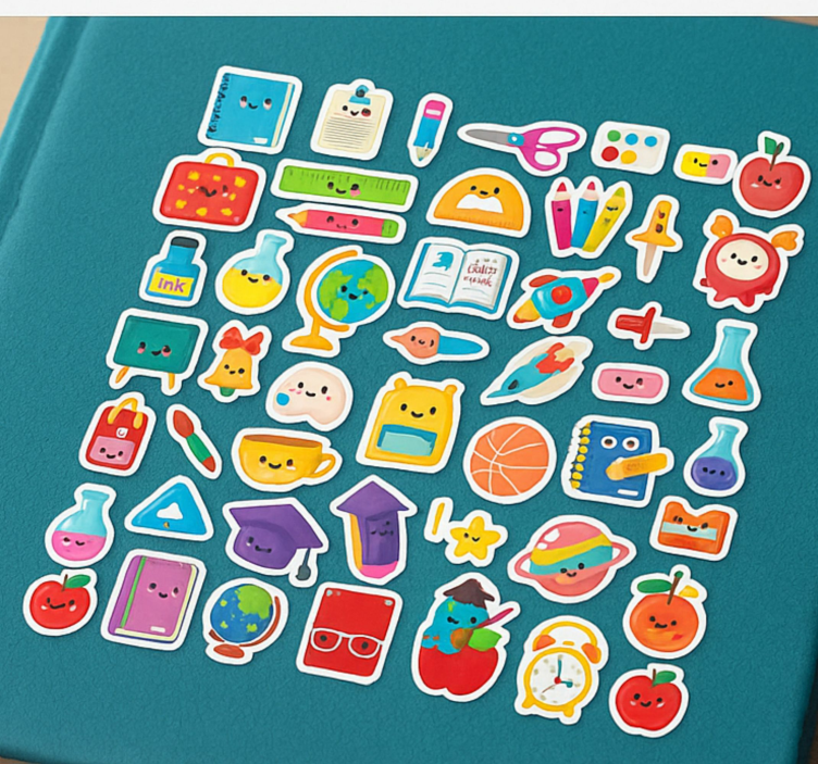 School set elements illustration wall sticker - TenStickers