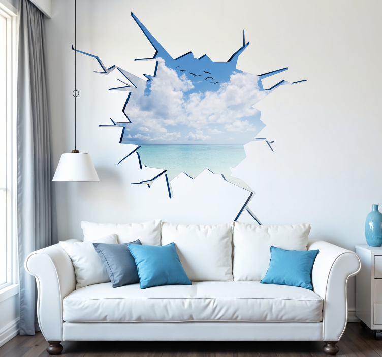 Sea and Beach Trompe L´Oeil Sticker - TenStickers