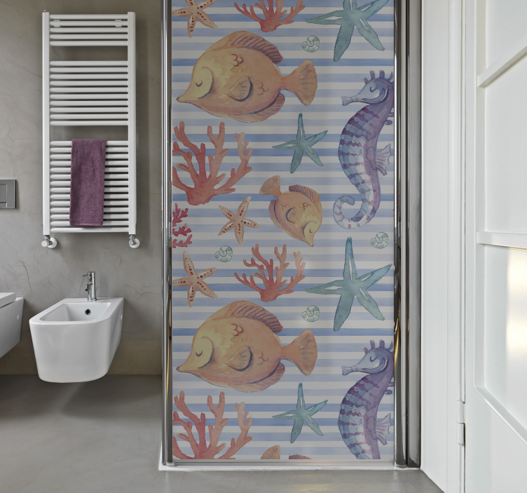 Sea life shower screen sticker - TenStickers
