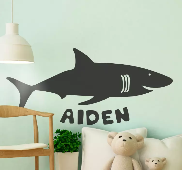 Shark with name fish sticker - TenStickers