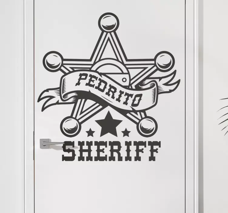 Sheriff with name door sticker - TenStickers