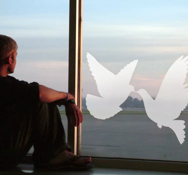 Silhouette of Doves Window Sticker - TenStickers