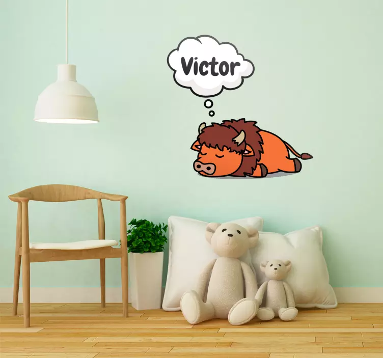 Sleeping Bison Customisable Animal Sticker - TenStickers