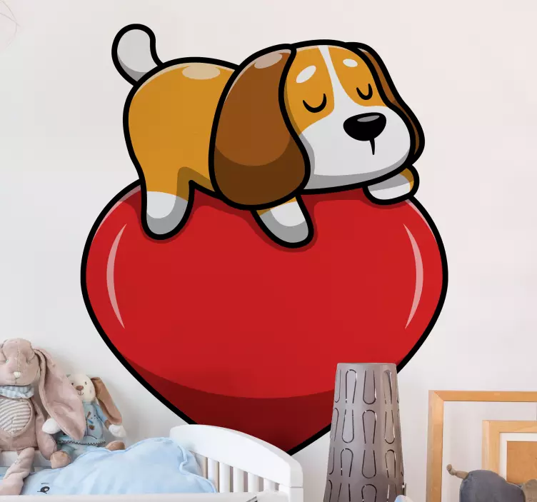 Sleeping Puppy Heart sticker - TenStickers