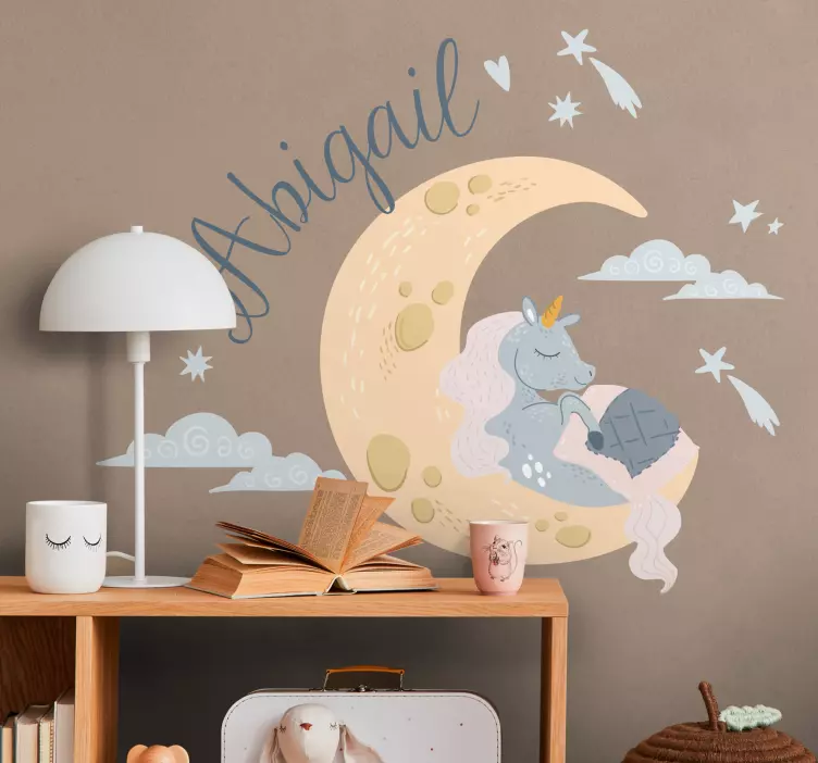 Sleeping Unicorn Moon wall sticker for kids - TenStickers