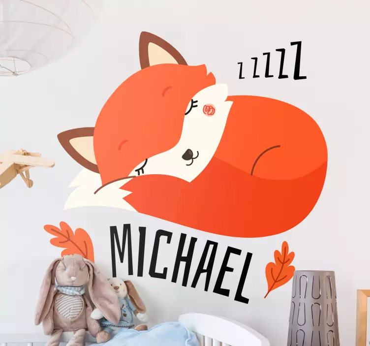 Sleepy fox design sticker - TenStickers